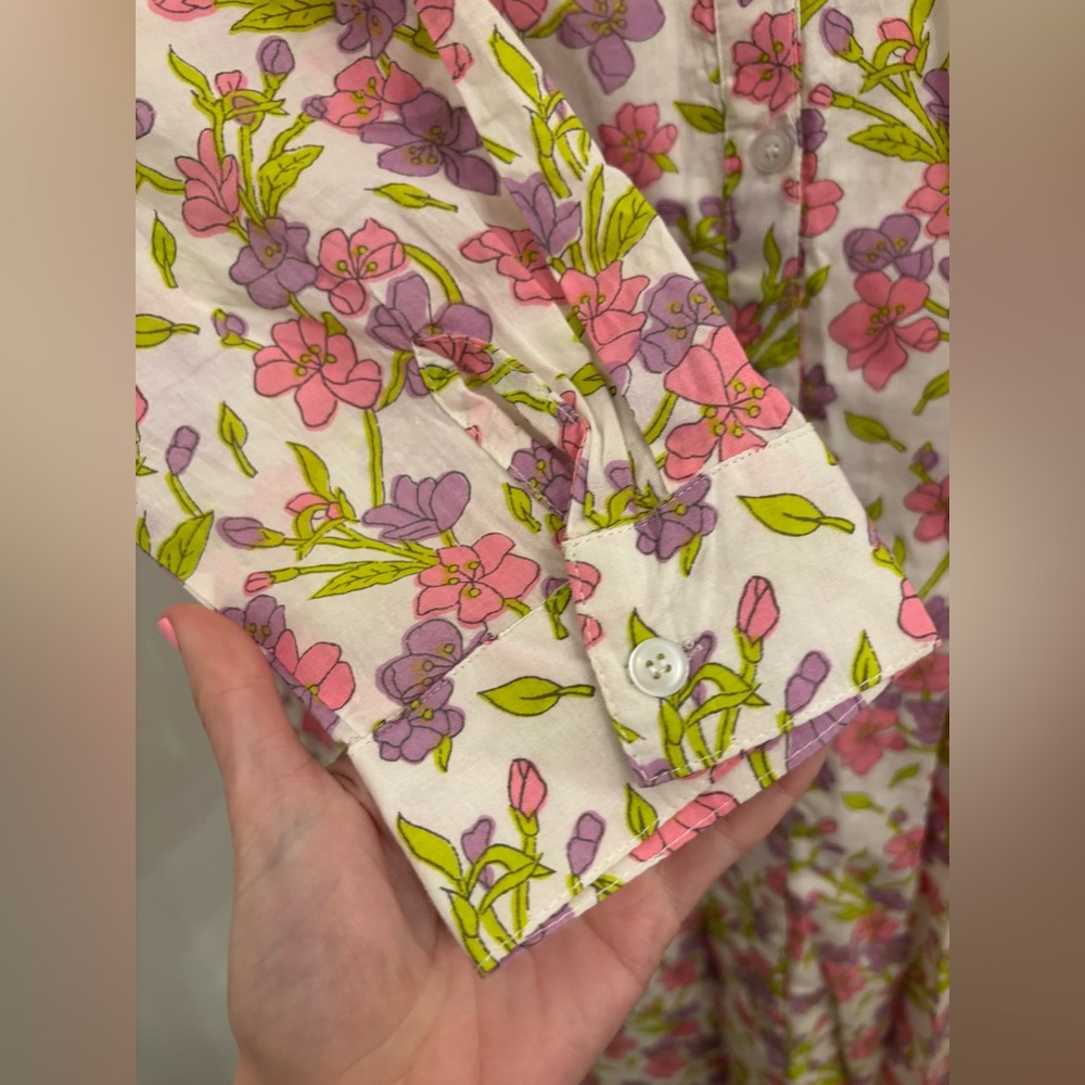 Victoria Dunn Floral Button-Front Midi Dress in Pink and Green - Picture 3 of 6